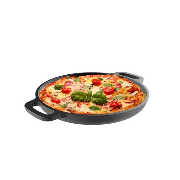 Hastings Home Cast Iron Pizza Pan, 13.25-inch Pre-Seasoned Skillet for Cooking, Baking, Grilling, Kitchen Cookware 697505DDA - main